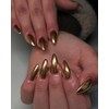LOZTBUE 24 Medium Nails Light Bronze Chrome Apricot Mirrored Metal