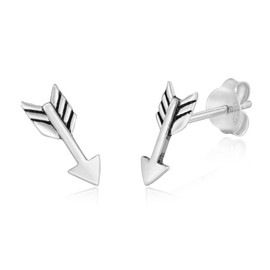 AeraVida Simple Flying Arrow Reaching Goals .925 Sterling Silver Post Stud Earrings | Minimalist Arrow Earrings | Silver Accessories for Women | Anniversary Jewelry Gift, Metal, No Gemstone
