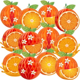 Homarkable 12 Pcs Orange Honeycomb Balls, Orange Birthday Party Supplies, Honeycomb Decorations, Table Centerpieces for Little Cuties, Birthday, Baby Shower