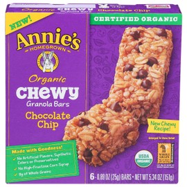 Annie's Organic Chewy Granola Bars, Chocolate Chip, 6 Bars, 0.89oz Each
