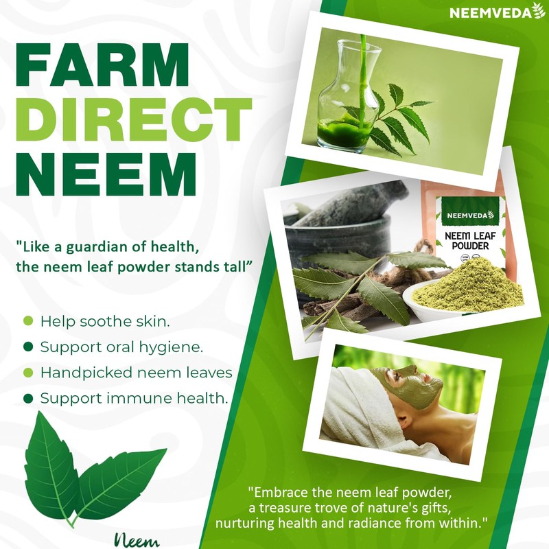 Neemveda Neem Leaf Powder 100 Grams (Azadirachta Indica) for Eating,