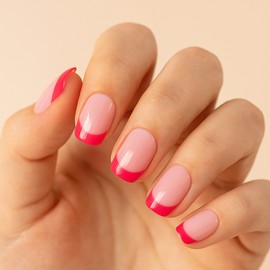 Boozyshop Press On French Nails Hot Pink / Pink