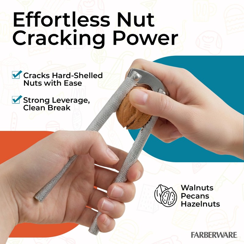 Farberware 3-Piece Seafood Nutcracker Set, Stainless Steel Shell Cracker &