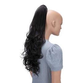 CAISHA by PRETTYSHOP 60 cm Ponytail Hair Extension, Voluminous, Lightly Wavy, Dark Brown, H513