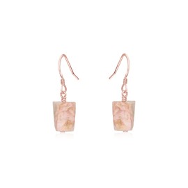 Pink Peruvian Opal Raw Nugget Earrings in 14k Rose Gold Fill