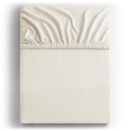 DecoKing Fitted Sheet Single 100% Combed Cotton Soft Jersey Bed Sheet 80x200-90x200 cm Ecru Amber