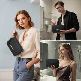 [Lubardy]Neceser de Viaje para Hombres y Mujeres,Cosmetiquera de viaje,Bolsa de Maquillaje,Bolsa de Aseo Impermeable con gancho para colgar,organizador,Ligero,Adecuado para Artículos de Tocadorf,NEGRO