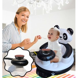 Inflatable Baby Seat with Tray for Babies 3 Months & Up, Baby Floor Seats for Sitting Up, Baby Seats for Infants, Blow Up Baby Chair with Built in Air Pump (Panda)