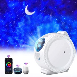 Smart WiFi Star Projector Works with Alexa Google Home, Syslux App Controlled 3 in 1 Star Night Light 360-Degree Rotating Starry Sky Light with Voice Control for Home Bedroom Decor for iOS and Android