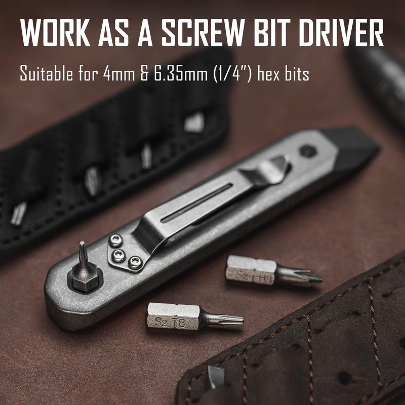 KeyUnity Titanium EDC Multitool - Pocket Pry Bar and Bit