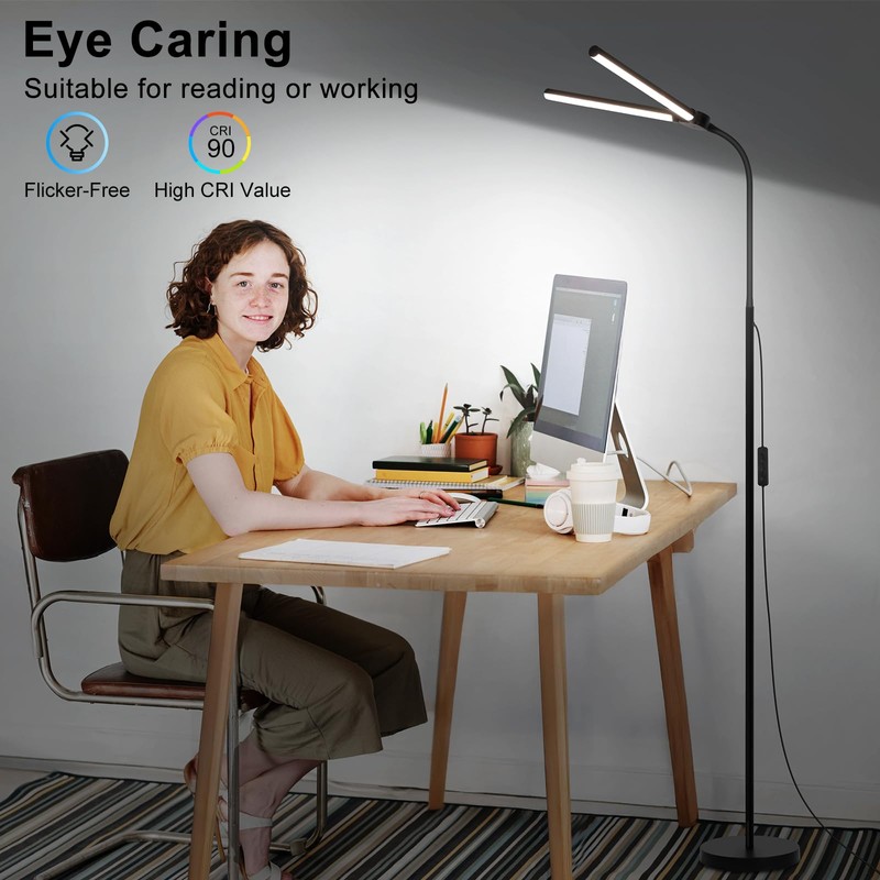 LED Floor Lamp with Remote Control, Bright 18W Floor Lamps