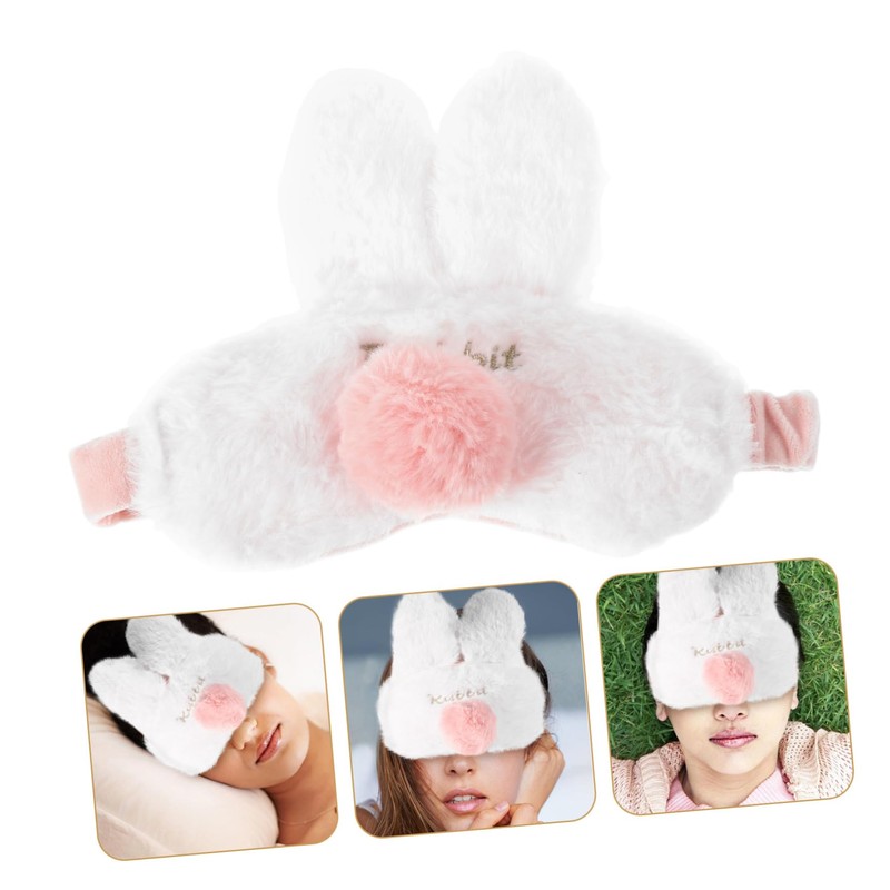 Outanaya 2pcs Plush Rabbit Ear Eye Mask for Travel Comfortable