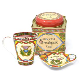 Royal Tara Scottish Thistle Tea Set - Scottish Mug - Scottish Breakfast Tea - Teabag Holder