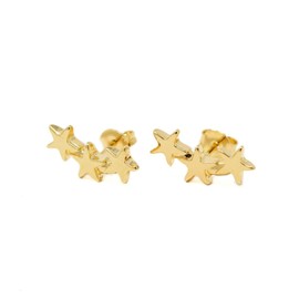 Aretes de Triple Estrella en Chapa de Oro de 22K