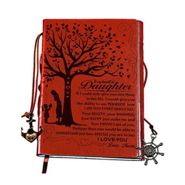 Mom to Daughter Gifts with Inspirational Quotes - Retro Tree of Life Faux Leather Cover Writing Journal, Personal Diary, Lined Journal, Travel, Notebook, Writers Notebook, Refillable for Teen Girls (From Mom)