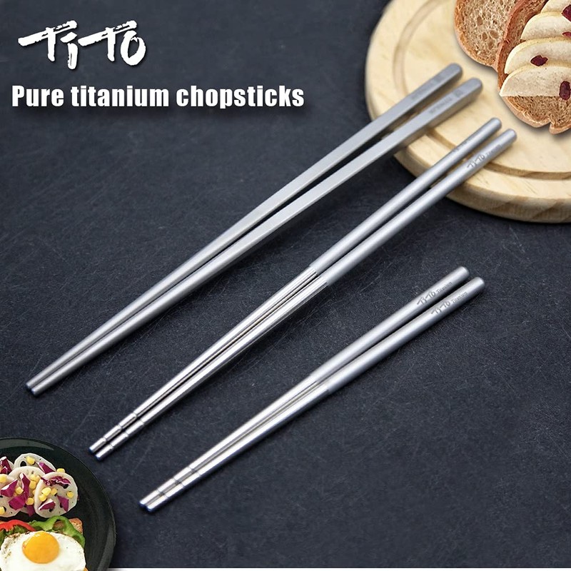 TiTo Solid Titanium Chopsticks for Camping Picnic and Hiking Reusable