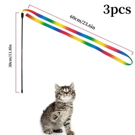 BZKSER 3pcs Cat Zauberstab Regenbogenspielzeug Rainbow Ribbon Zauberstab für Kitten Training Rainbow Ribbon Charmer,Katzen Spielzeug Haustierspielzeug für Kätzchentraining