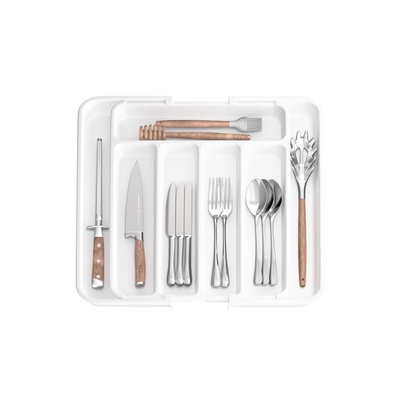 Aujen Cutlery Tray for Drawers, Removable, Expandable, Practical Drawer Insert,