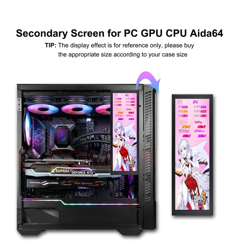wisecoco 7.84 Inch Mini Monitor HD IPS 1280x400 Secondary Screen