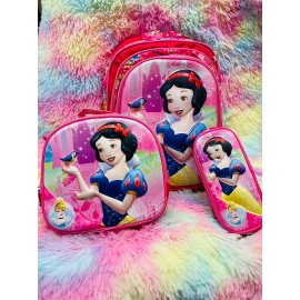 K&H Mochila Primaria Escolar Niños Combo 3pz Lonchera + Lapicera Personajes Niñas Triple Trio