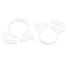 QUARKZMAN Pack of 2 Double Snap Grip Hose Clamps, Plastic 12.3-13.3 mm / 0.48-0.52 Inch Inner Diameter, Adjustable Multiple Ratchet Pipe Clamp for Home, White