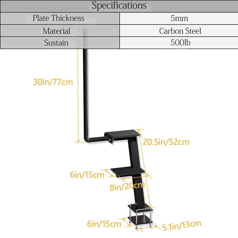 BUYYAH Trailer Step with Handle, Dual-Step Universal Boat Hauler Step,