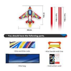 SGftre Kite Airplane Kite for Boys and Girls, Easy to Fly with Kites for Kids Ages 4-8, Beach Flying Kites for Outdoor Trip Park Family Game (Fighter Plane-Red)