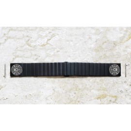 NICKSTON Engraved Strap Band Compatible with Garmin Venu 2 Vivoactive 4 and Forerunner 255 Music Black Stainless Steel Bracelet B-SC3 (6" (152mm) Wrist Size)