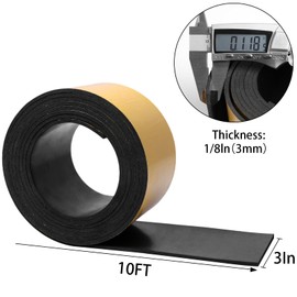 DGSL Neoprene Rubber Strips with Adhesive Pads, Rolls & Strips Solid Rubber Strips with Adhesive Backing for Crafts, Pads, Protection, Leveling, Anti-Slip (3" Wide x 1/8" Thick x 10' Long)
