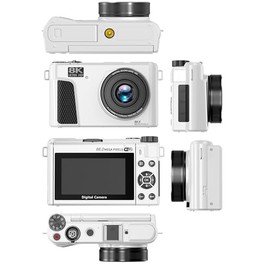 Zunate Cámara Digital de 8k para Fotografía, Cámara de Vlogging WiFi de 88MP, Cámara de Video de Enfoque Automático UHD 3in180 ° Pantalla con Zoom Dig