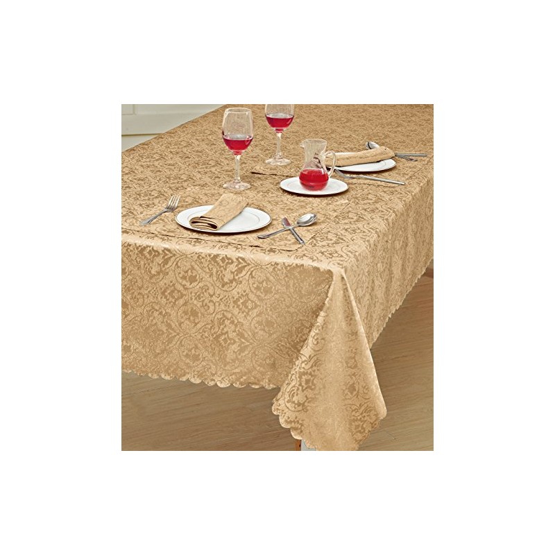 Prime Linens Home Decorative Classic Damask Printed Jacquard Tablecloth Rectangle