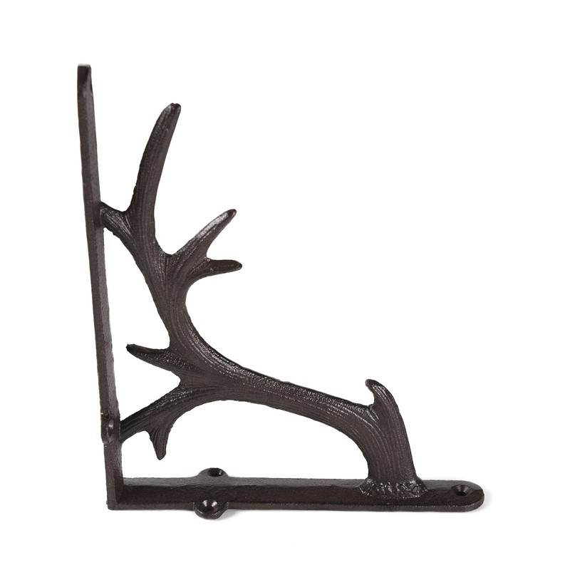BRASSTAR Cast Iron Deer Antler Design Wall Shelf Bracket Thick