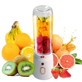Mini Juicer Blender Portable, Personal Size for Smoothies and Shakes, 500 ML, USB Rechargeable, Fresh Juicer Cup, Two Bottle, Home, Kitchen, Gym, Office, Travel, Easy to Clean