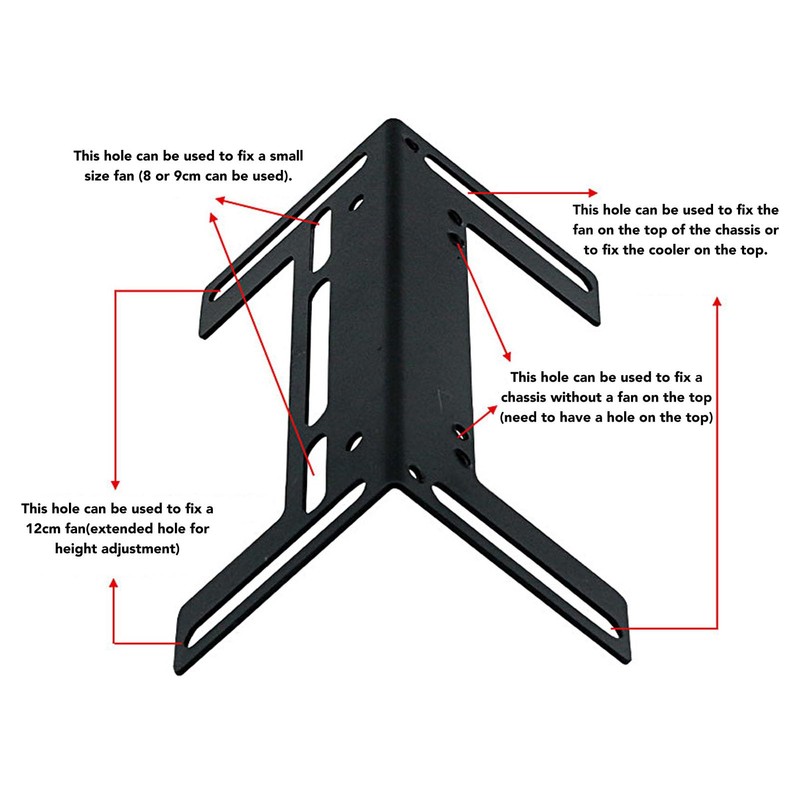Computer Cooling Fan Holder, Thickened Stainless Steel Bracket, Baking Paint,
