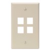 Leviton 41080-4IP QuickPort Wallplate, Single Gang, 4-Port, Ivory
