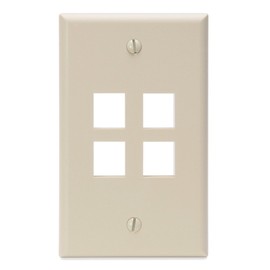Leviton 41080-4IP QuickPort Wallplate, Single Gang, 4-Port, Ivory