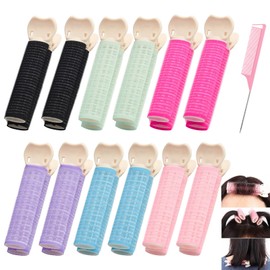 12 Natural Fluffy Curlers Volume Clips Hair Root Volume Clip Comes with 1 Comb Gives Hair Volume Damages Hair Not Suitable for Women and Girls (6 Colours)