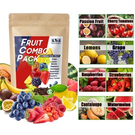 1300+ Seeds Fruit Variety Pack, Grow 8 Juicy Summer Fruits Tomatoes, Melons, Berries & More, Heirloom Starter Kit (Heirloom Mix for Gardens)