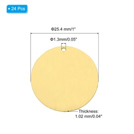 PATIKIL Metal Stamping Blanks with Hole, 24Pcs 1" Round Metal DIY Tag for Engraving Stamping Jewelry Bracelet Necklace Jewelry Craft Making, Brass