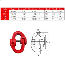 yakicag 4 Pack G80 Alloy Steel Hammerlock Coupling Link, 5/16" Hammer Lock Safety Chain Connector Link 4400 lbs Working Load Limit