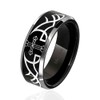 Laser Etched Catholic Religious Black Christ Thorn Cross Titanium Band