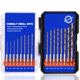 Sinyeenglon Cobalt Drill Bit Set for Hardened Metal and Stainless Steel, M35 High Speed Steel Hex Shank Impact Drill Bits (16Pcs 1/16-3/8)