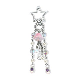 Agromusk Jellyfish Keychain,Cute Y2K Car Keychains for Women Girls Jellyfish Bag Charms Purse Accessories Star Jelly Decor (Pink Star)