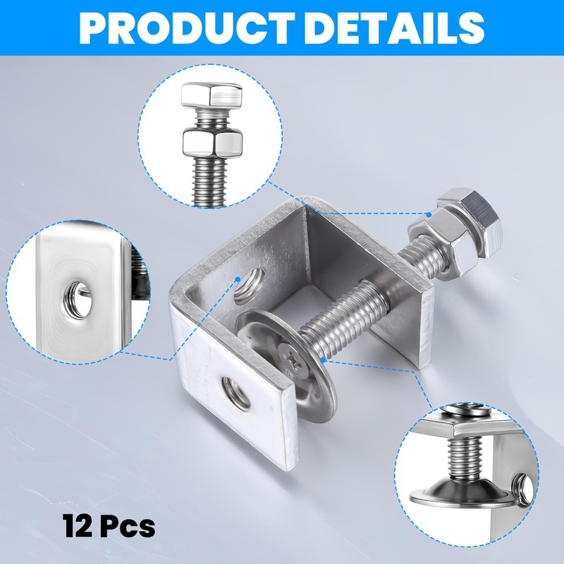 12 Pack 304 Stainless Steel Small C Clamps, 1 Inch