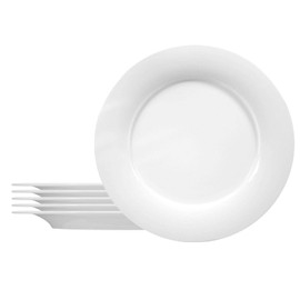 Seltmann Weiden Commercial Dinnerware, Savoy Porcelain Flat Plate with Rim, Dinner Plate, White, 11-Inch, Set of 6