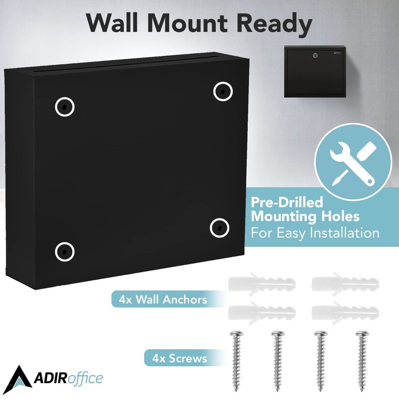 Adir Metal Suggestion Box with Lock and Slot, Wall Mount