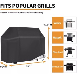 NEXCOVER 58 inch Heavy Duty BBQ Grill Cover Waterproof UV Fade Resistant Grill Protector