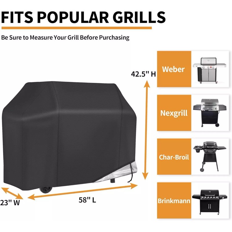 NEXCOVER 58 inch Heavy Duty BBQ Grill Cover Waterproof UV