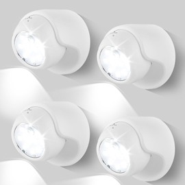 Motion Sensor Outdoor Lights - Outdoor Motion Sensor Light Battery Operated Wireless Spotlight Motion Detector Security Light Auto On Off for Sheltered Porch Stair Hallway Garage Wall Shed (4 Pack)