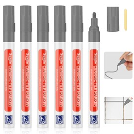 DONQL Pack of 6 Grout Pens, Grey, Tile Grout, Waterproof, Joint Pen, Anthracite Edding, Joint Repair Bathroom with Replacement Tip for Tiles, Walls, Floors, Tiles, Bathrooms, Kitchens